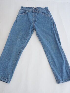 VTG Levi Strauss Signature Blue Carpenter Denim Utility Pocket Work Jeans 34/32
